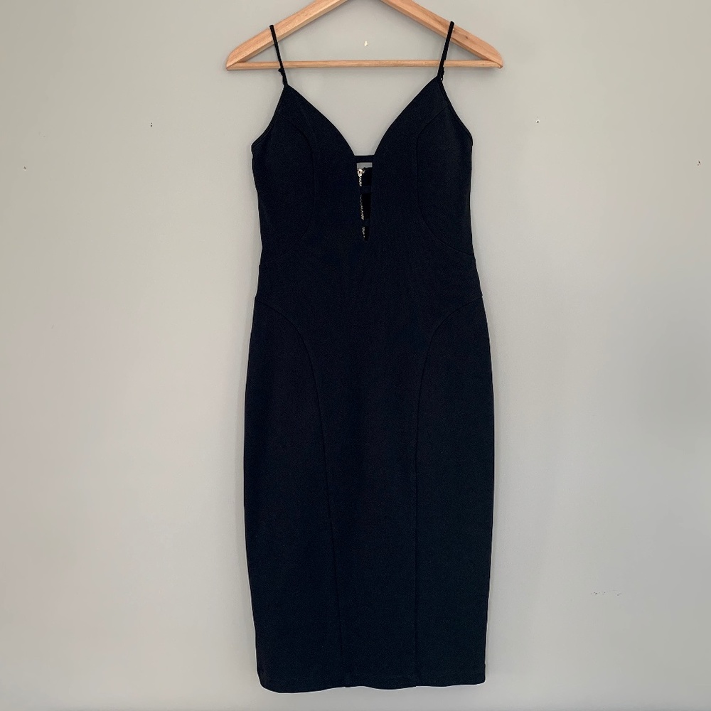 bebe Women's Cocktail Dress Low V Mesh Back